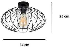 Lustră aplicată CORRINI 1xE27/60W/230V d. 34 cm negru/transparent
