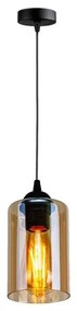 Lustră neagră cu abajur din sticlă ø 10 cm Bistro – Candellux Lighting