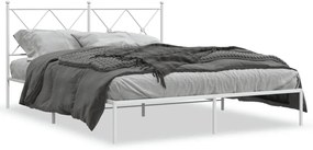 376554 vidaXL Cadru de pat metalic cu tăblie, alb, 160x200 cm