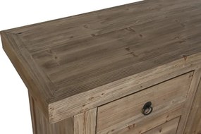 Bufet rustic din lemn reciclat, natur, cu 2 uși, 6 sertare și încuietoare cu cheie, 85 x 180 x 45 cm, „Étable”