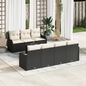Set de Canapea de Grădină vidaXL cu Perne Negru Ratan Poli - 8 Piese