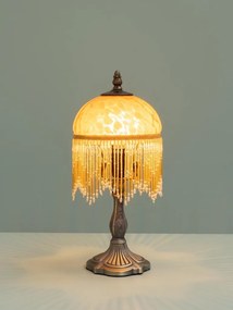 Lampa de masa din zinc , cu abajur din sticla , "Belle Epoque"