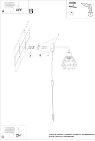 Lampă de perete Sollux SL.1164 SUBA 1xE27/15W/230V negru