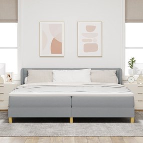 vidaXL Pat box spring cu saltea, gri deschis, 200x200 cm, textil