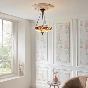 Endon 111879 - Candelabru pe lanț Tiffany INGRAM 3xE27/10W/230V, diam. 45 cm