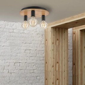 Plafonieră DUSTY 3xE27/15W/230V d. 34 cm stejar/negru