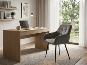 Fotoliu de sufragerie gri MARLEN VELVET cu picioare negre