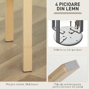 HOMCOM Set 4 Taburete Stivuibile și Căptușite cu Țesătură și Picioare din Lemn, Kaki | Aosom Romania