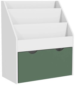 AIYAPLAY Bibliotecă pentru Copii cu Rafturi, Sertar, pentru Dormitor, Cameră de Joacă, Alb și Verde | Aosom Romania