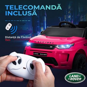 AIYAPLAY Mașină Electrică Copii cu Licență Land Rover Discovery, cu Faruri, Claxon și Centură, din Plastic și Metal, 106x65,5x51 cm, Roz | Aosom Romania