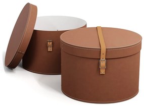 Cutii de depozitare maro 2 buc. din carton cu capac ø 37,5x25 cm Rut Restore Paper Laminate – Bigso