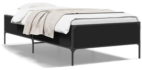 844961 vidaXL Cadru de pat, negru, 100x200 cm, lemn prelucrat și metal