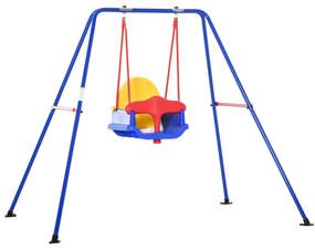 Leagan metalic pentru copii Outsunny rezistet la intemperii 140x110x120 cm, albastru | Aosom Romania