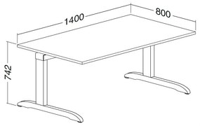 Masa ProOffice C 140 x 80 cm, nuc
