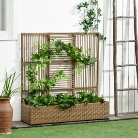 Outsunny Suport pentru plante cu treiis, coș rectangular inferior din rășină împletită și oțel dim. 103L x 29l x 103Î cm | Aosom Romania