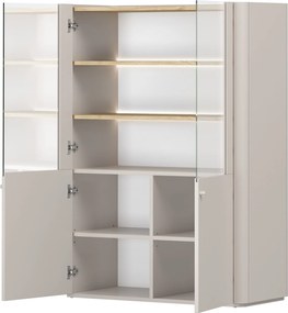 Vitrină cu două uși Elivo 100 cm - cașmir / stejar uleiat