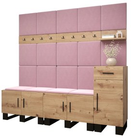Set mobilier pentru hol Amanda 8 (Stejar artisan + roz). 1085921