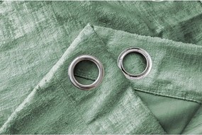 Perdea opaca LOOM VELVET 140x250 cm, verde Agatat: Inele metalice