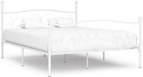 vidaXL Cadru de pat cu bază din șipci, alb, 180 x 200 cm, metal