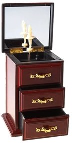 Cutie Muzicala cu Balerina Rotativa, Oglinda si Sertare GRACE, Maro, 11x16cm