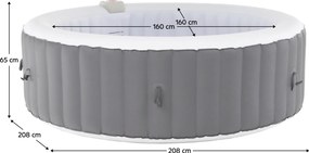 Cada cu hidromasaj gonflabil, gri/alb, 4-6 pers., 1000 l, KAMINO NEW TYP 2