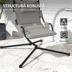 Outsunny Hamac Balansoar Căptușit cu Cârlig și Lanț Gri și Negru | Aosom Romania