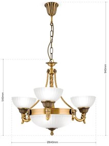 Lustră pe lanț Orion LU 1689/3+3 ROCCA 6xE27/60W/230V d. 64 cm bronz/alb
