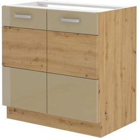 Dulap inferior de bucătărie Arryn 80 ZL 2F BB (Stejar artisan + Luciu cappucino). 1024753