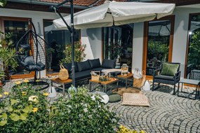 Scaun suspendat gri KOKON cu suport, perna gri