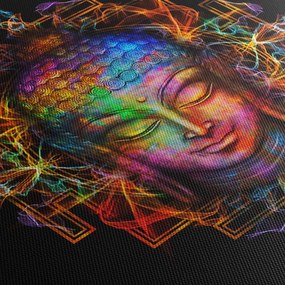 Tablou - Bustul lui Buddha în culori neon (90x60 cm)
