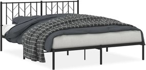 vidaXL Cadru de pat metalic cu tăblie, negru, 160x200 cm