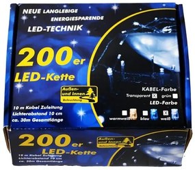 Lanț de Crăciun LED - 18 m, 200 de LED-uri, alb rece