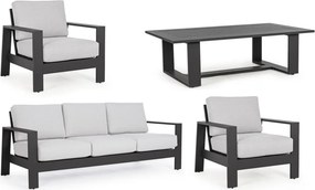 Set mobilier de gradina, 4 piese, metal, gri / negru, Baltic Bizzotto