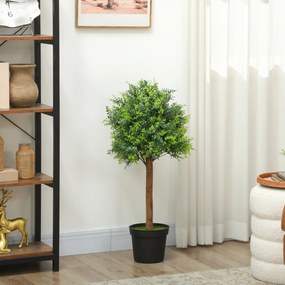 HOMCOM Plantă artificială Buxus 90cm, Plantă artificială în ghiveci de plastic pentru living | Aosom Romania