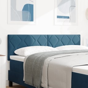 vidaXL Cap de pat LED cu design de blocuri de diamant, albastru închis, 144 cm
