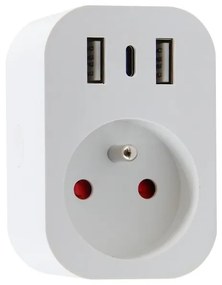 Immax NEO 07772L - Priză multiplă inteligentă 16A/230V, 2x USB + 1x USB‑C, Wi‑Fi (Tuya)