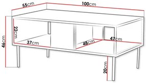 Măsuță de cafea Azanat (Nuc warmia + Negru) . 1103697