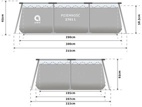 Bazin de grădină cu filtrare 300 x 207 x 65 cm