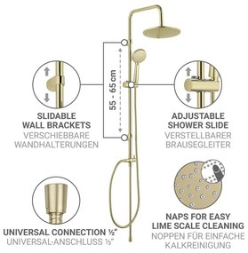 Set de duș auriu mat din oțel inoxidabil 101 cm Young Line – Wenko