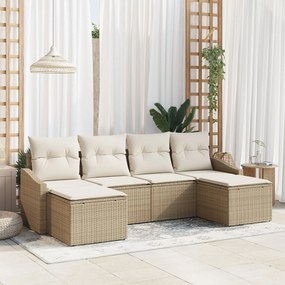 vidaXL Set de canapele pentru grădină 6 pcs Bej Rattan poli