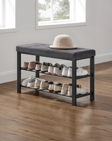 Pantofar cu bancuta cu sezut gri MOBRIX 81x49 cm, negru