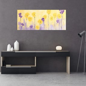 Tablou - Flori mov și galbene (120x50 cm)