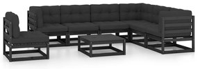 vidaXL Set mobilier grădină cu perne, 8 piese, lemn masiv de pin