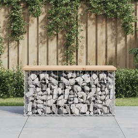 834347 vidaXL Bancă de grădină, design gabion, 83x31,5x42 cm, lemn masiv pin