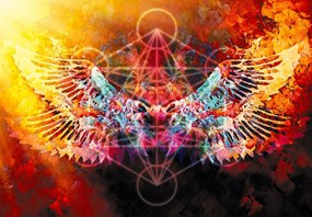 Fototapet - Merkaba cu aripi, abstracție (147x102 cm)