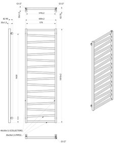 Sapho - Radiator de baie ZIG, 824 W/230 V, 60 x 181 cm, negru