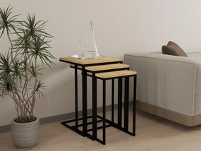 Set 3buc. măsuțe cafea Vudema (stejar zafir + negru). 1094341