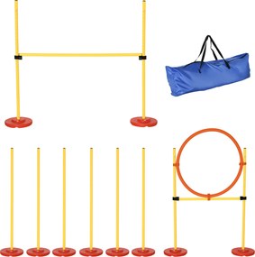 PawHut Set de Antrenament Agilitate pentru Câini cu Obstacole și Inel, Echipament Complet pentru Dresaj, Portocaliu/Alb | Aosom Romania