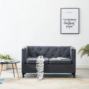 247159 vidaXL Canapea Chesterfield cu 2 locuri, gri, tapițerie țesătură