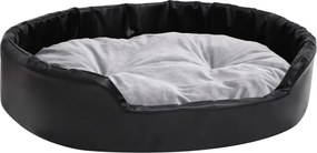 vidaXL Pat pentru câini, negru/gri, 90x79x20 cm, pluș/piele ecologică